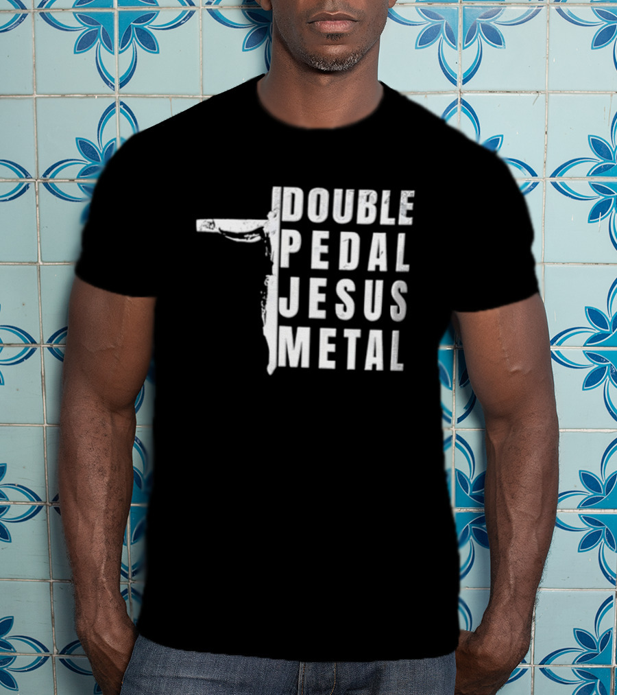 Double Pedal Jesus Metal Crucifix Shape Grunge T-Shirt