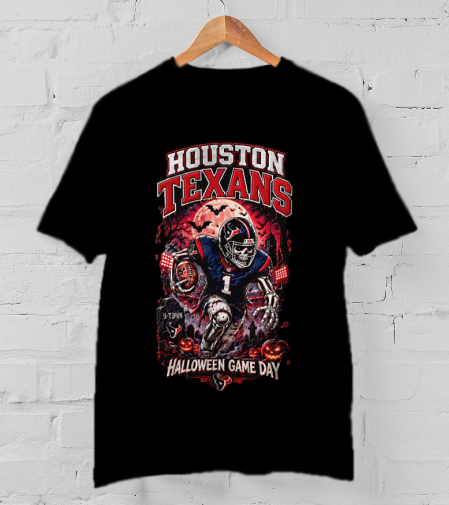 Halloween Game Day Houston Texans Never Fear The Night H Town Football T-Shirt