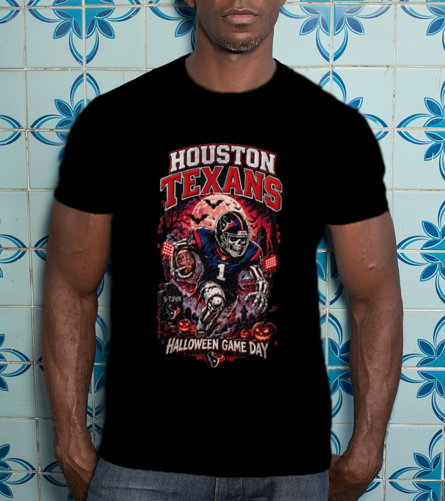 Halloween Game Day Houston Texans Never Fear The Night H Town Football T-Shirt