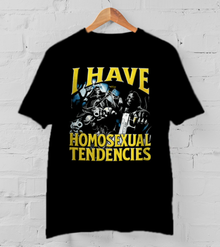 I Have Homosexual Tendencies Skeletons With Handguns Dark T-Shirt