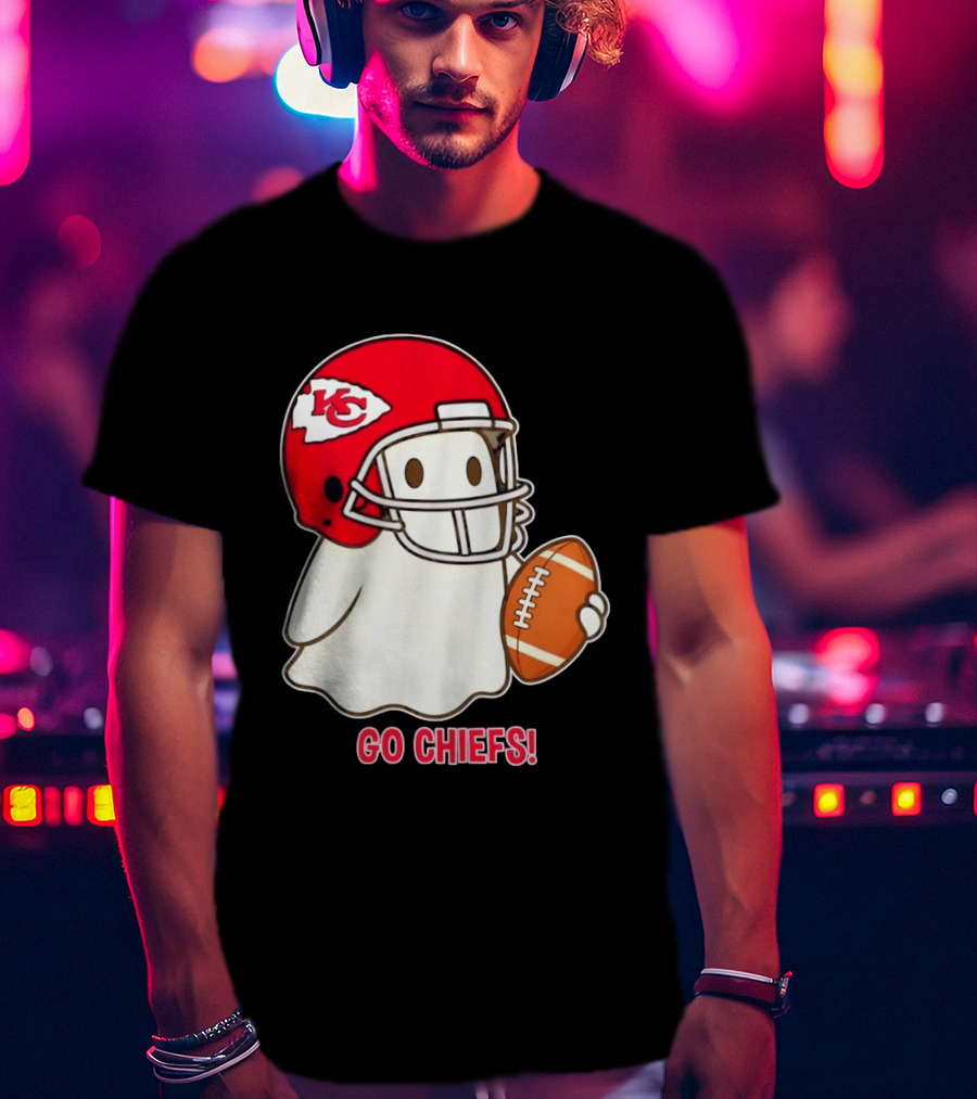 Kansas City Chiefs Go Chiefs Halloween Ghost Football Helmet T-Shirt