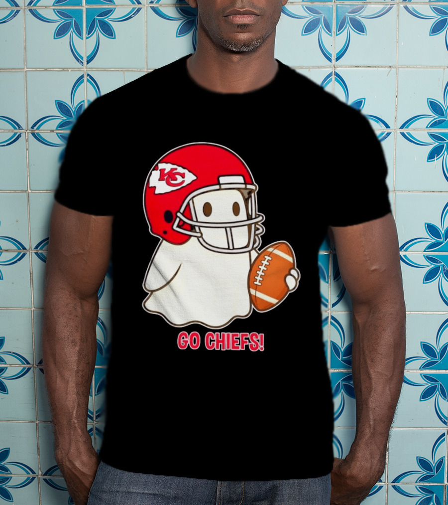 Kansas City Chiefs Go Chiefs Halloween Ghost Football Helmet T-Shirt