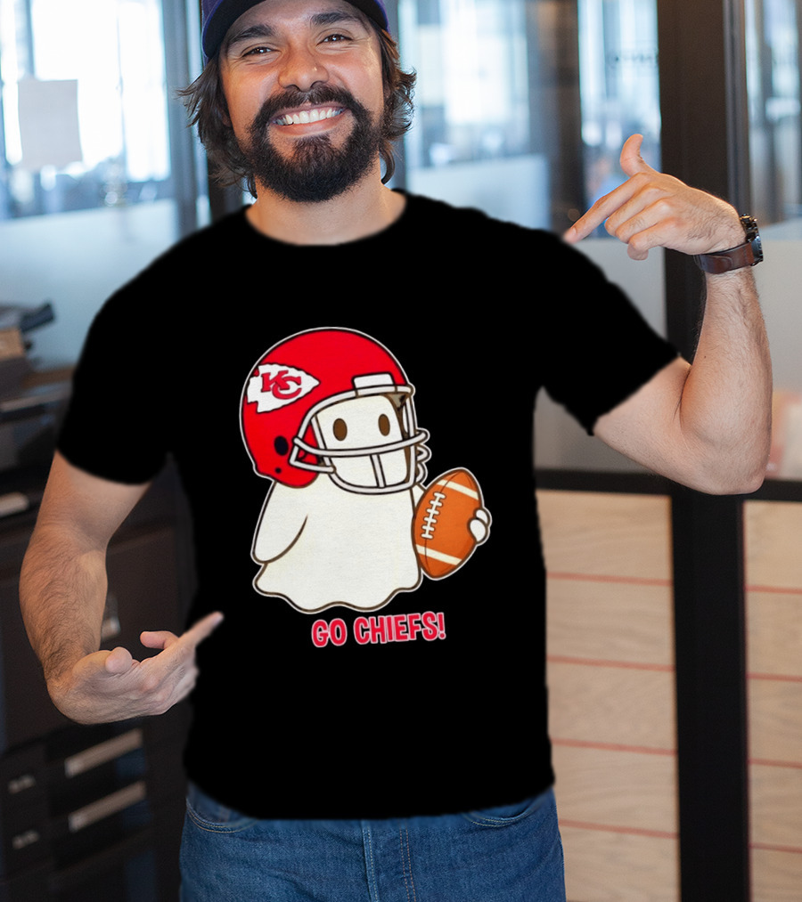 Kansas City Chiefs Go Chiefs Halloween Ghost Football Helmet T-Shirt
