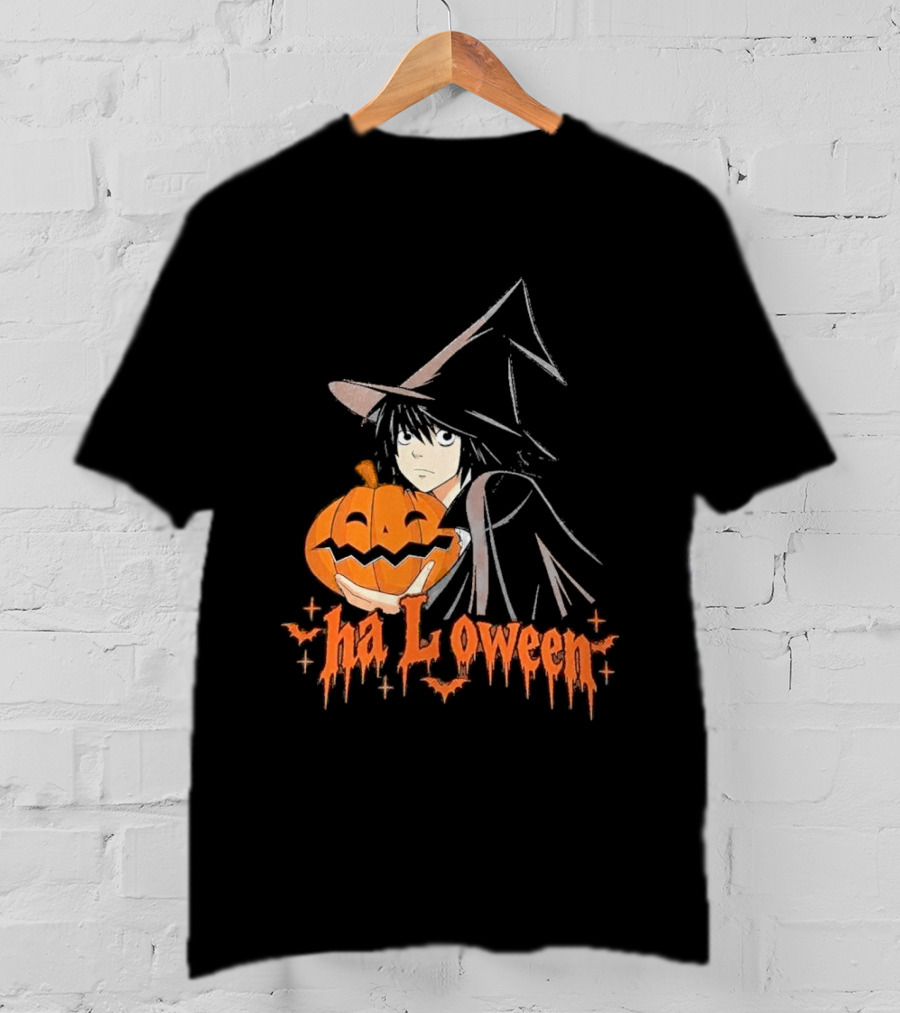 L Lawliet Witch With Pumpkin Halloween Death Note Anime T-Shirt
