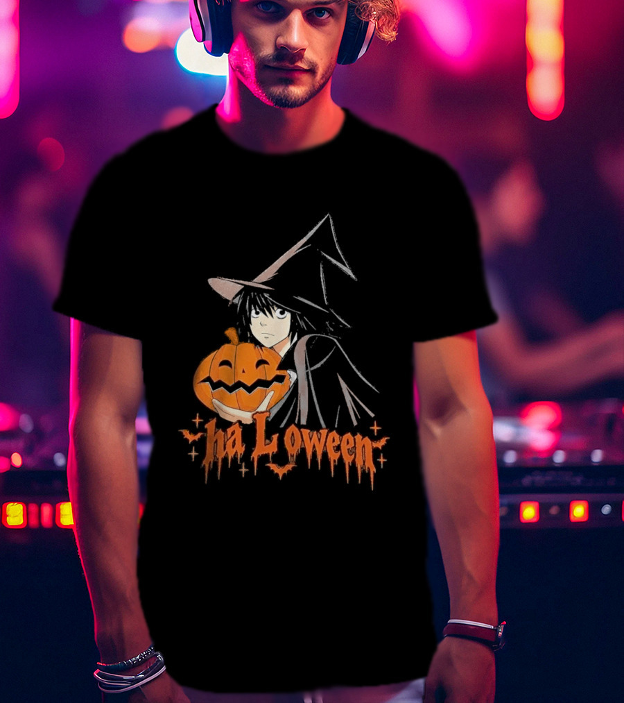 L Lawliet Witch With Pumpkin Halloween Death Note Anime T-Shirt