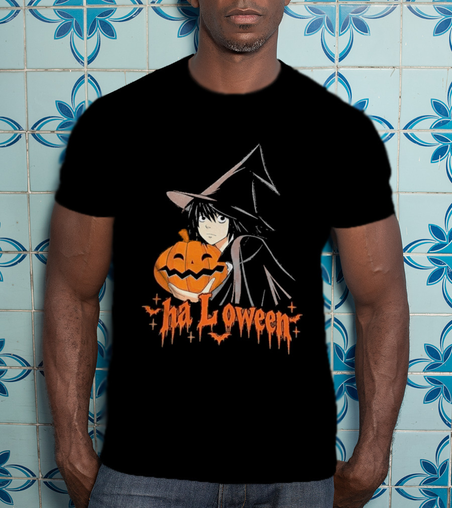 L Lawliet Witch With Pumpkin Halloween Death Note Anime T-Shirt