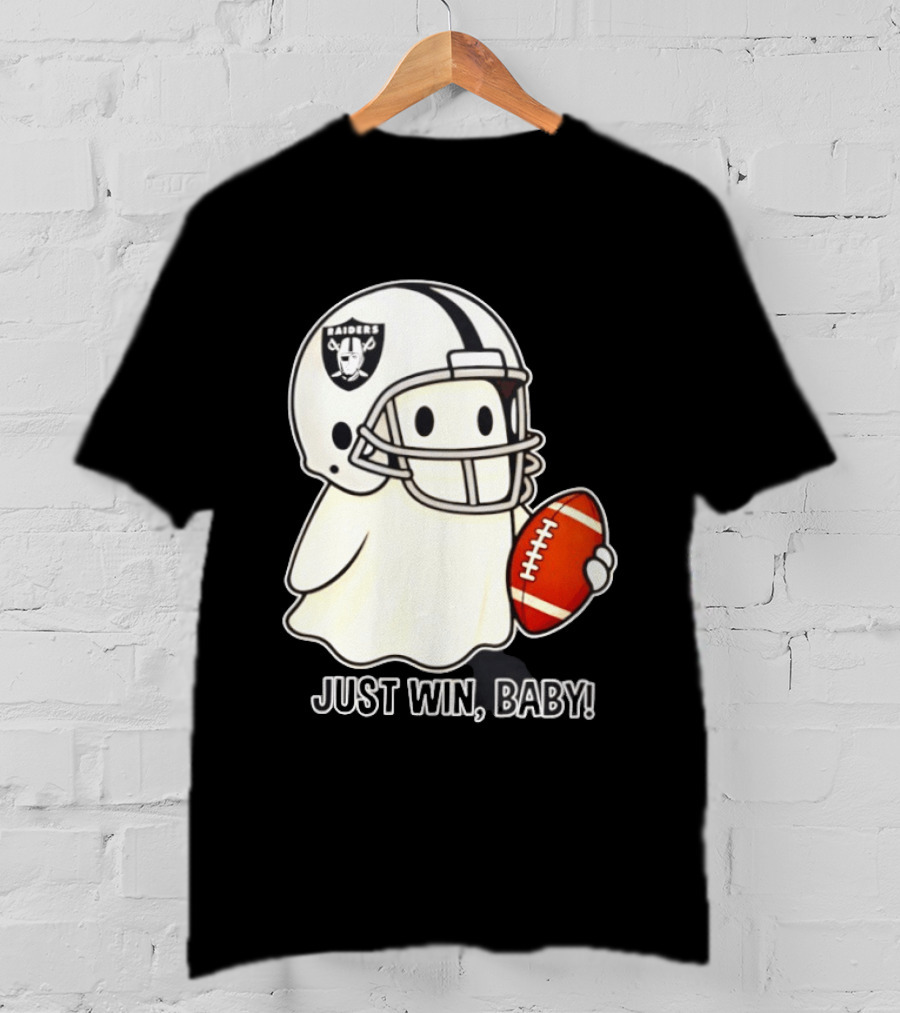 Las Vegas Raiders Just Win Baby Ghost Football Halloween 2026 T-Shirt