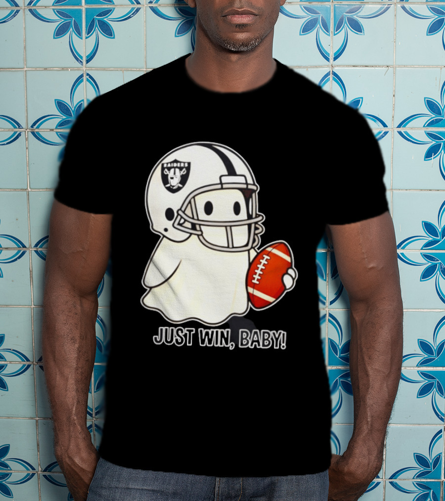 Las Vegas Raiders Just Win Baby Ghost Football Halloween 2026 T-Shirt