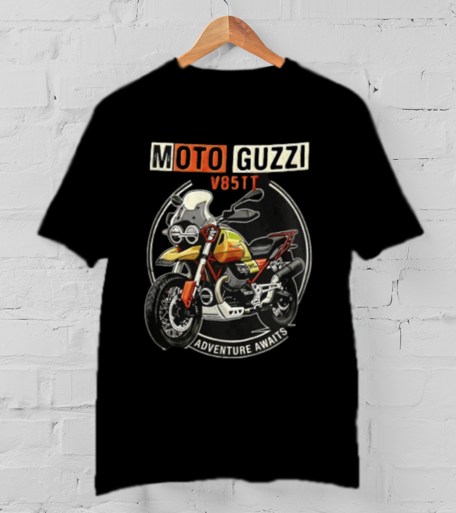 Moto Guzzi V85TT Adventure Awaits Motorcycle T-Shirt