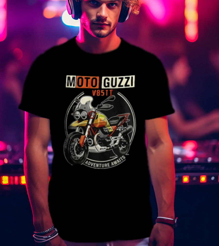 Moto Guzzi V85TT Adventure Awaits Motorcycle T-Shirt