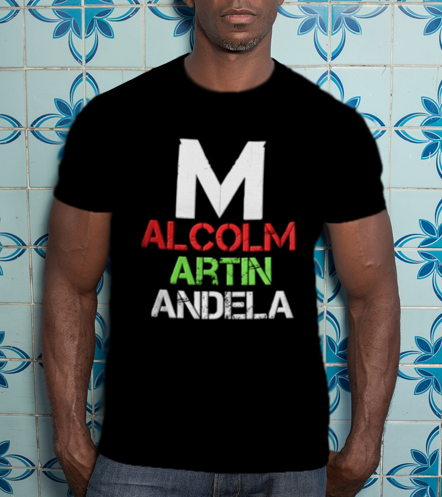 Malcolm Martin Mandela Distressed Stacked T-Shirt
