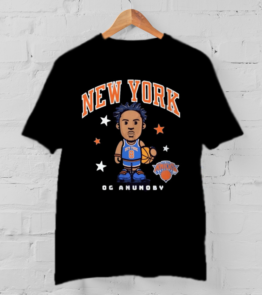 New York Knicks OG Anunoby No 8 Basketball Cartoon Stars T-Shirt