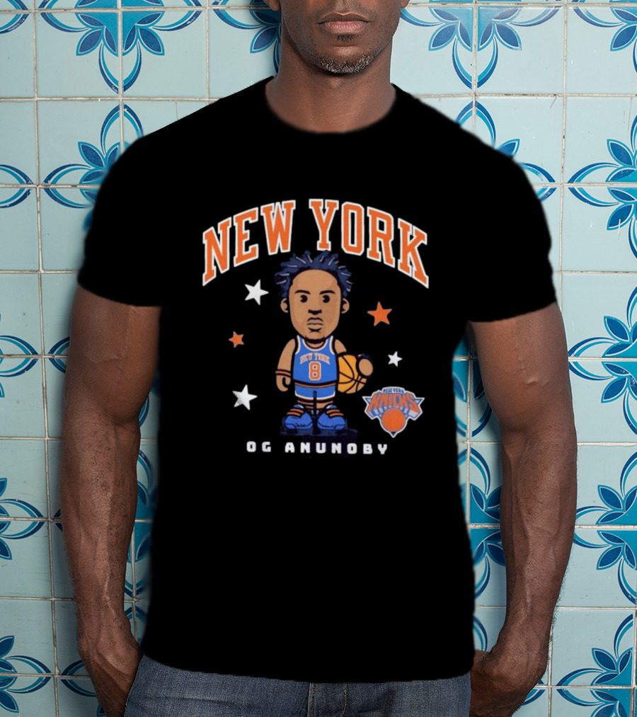 New York Knicks OG Anunoby No 8 Basketball Cartoon Stars T-Shirt