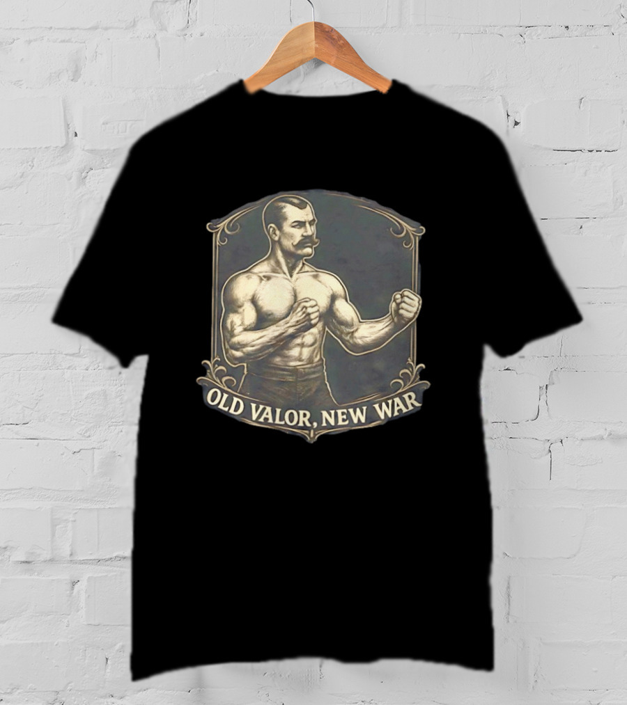 Old Valor New War Mustachioed Boxer T-Shirt