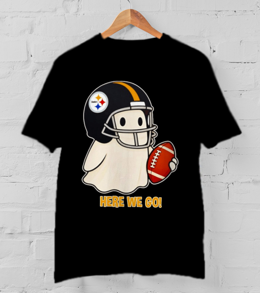 Pittsburgh Steelers Halloween Ghost Football Here We Go 2026 T-Shirt