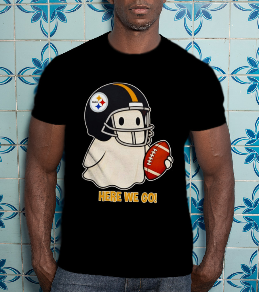 Pittsburgh Steelers Halloween Ghost Football Here We Go 2026 T-Shirt