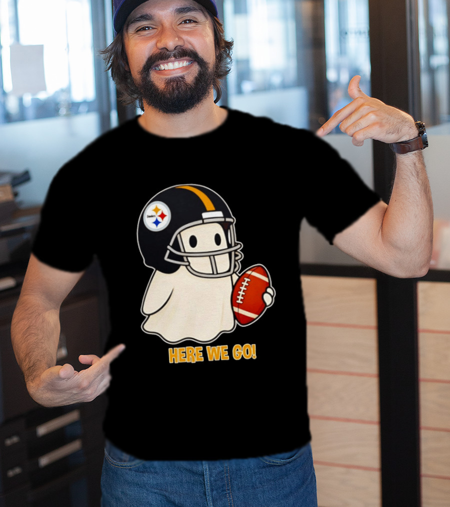Pittsburgh Steelers Halloween Ghost Football Here We Go 2026 T-Shirt