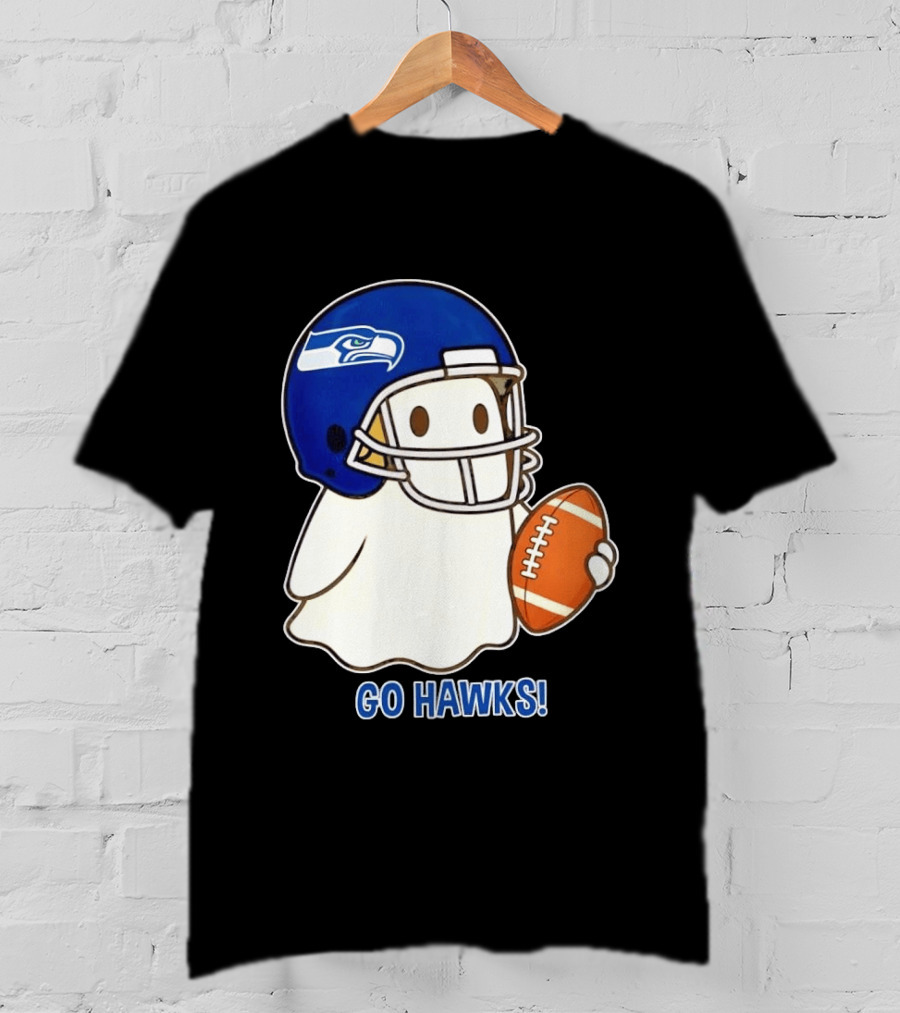 Seattle Seahawks Go Hawks Halloween Ghost Football Spirit T-Shirt