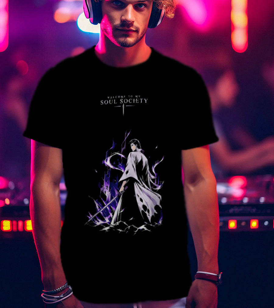 Sosuke Aizen Welcome To My Soul Society Sword Character Purple Aura T-Shirt