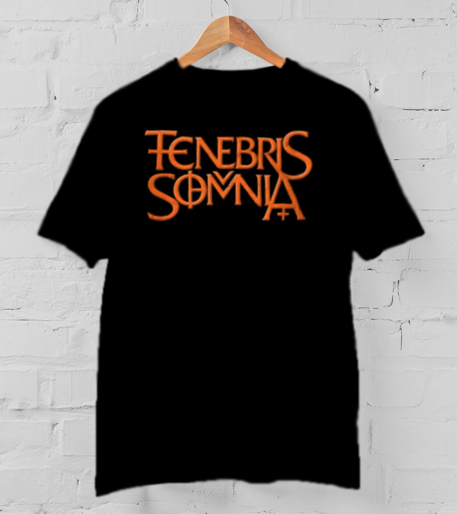 Tenebris Somnia Orange Gothic Lettering Black T-Shirt