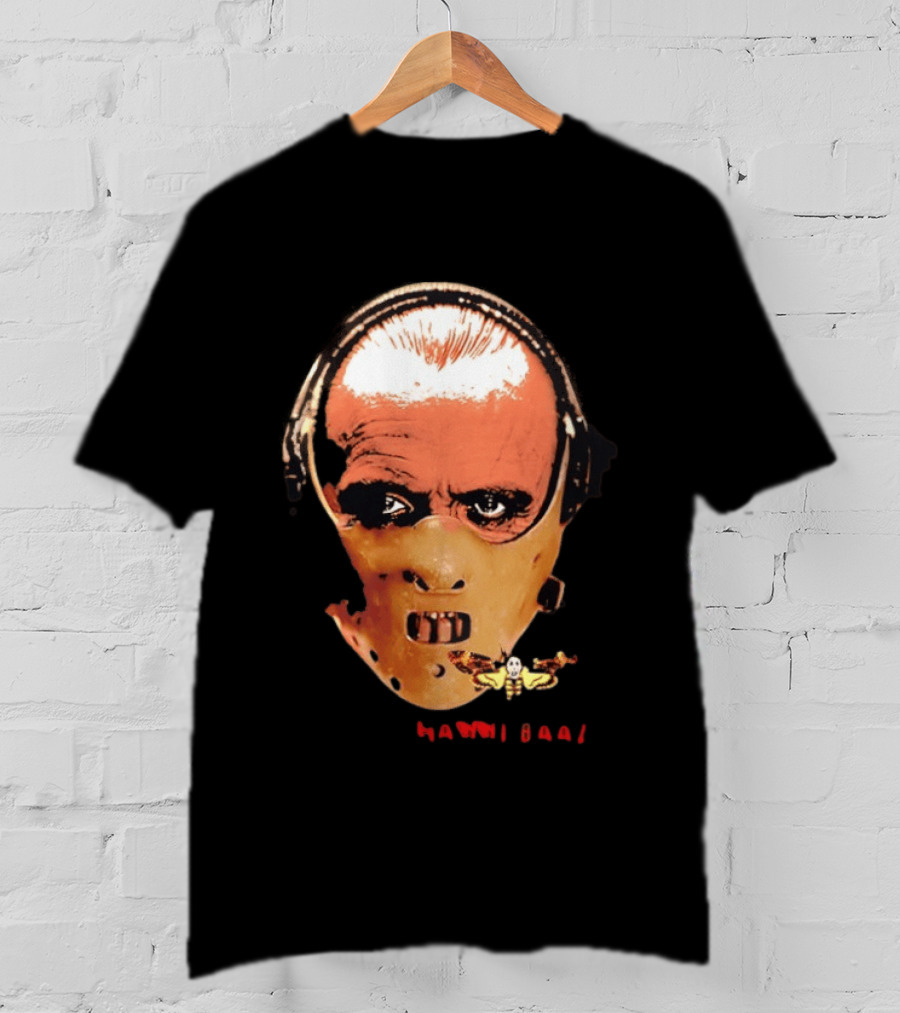 Hannibal Lecter Silence Of The Lamb Halloween Horror Mask With Skull Moth T-Shirt