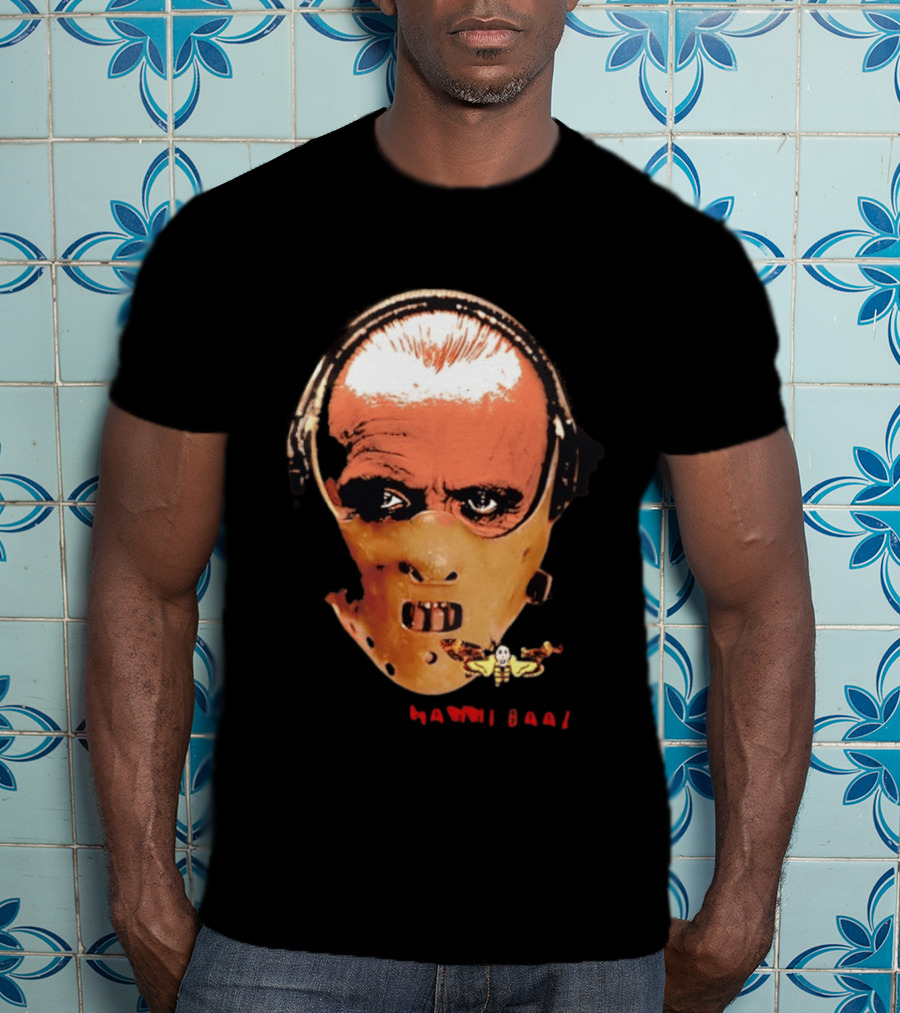 Hannibal Lecter Silence Of The Lamb Halloween Horror Mask With Skull Moth T-Shirt