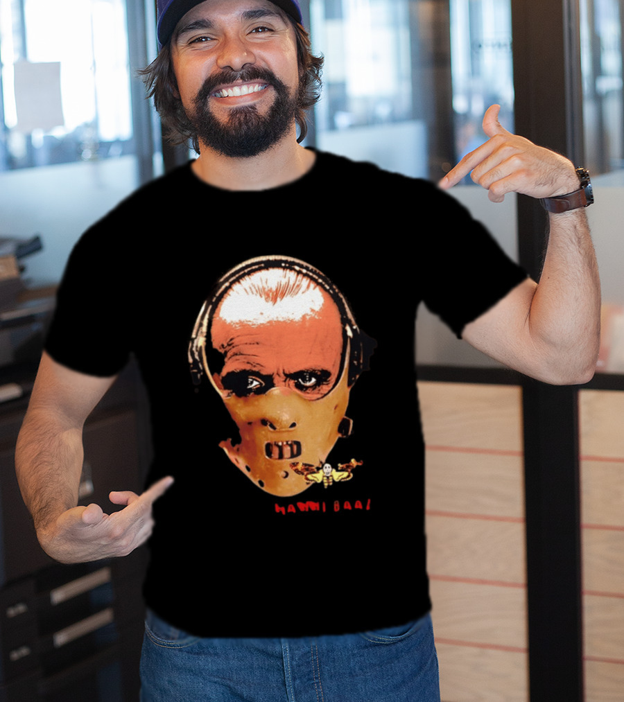 Hannibal Lecter Silence Of The Lamb Halloween Horror Mask With Skull Moth T-Shirt