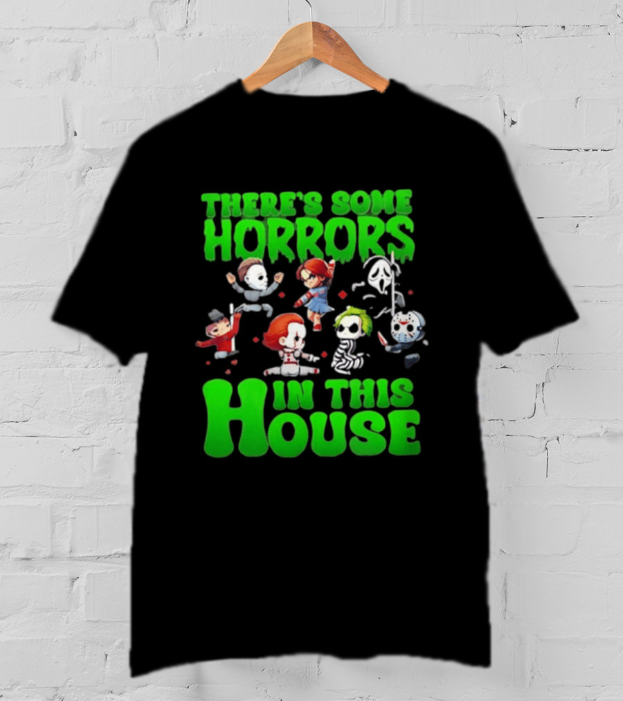 There's Some Horrors In This House Halloween Characters Dancing T-Shirt