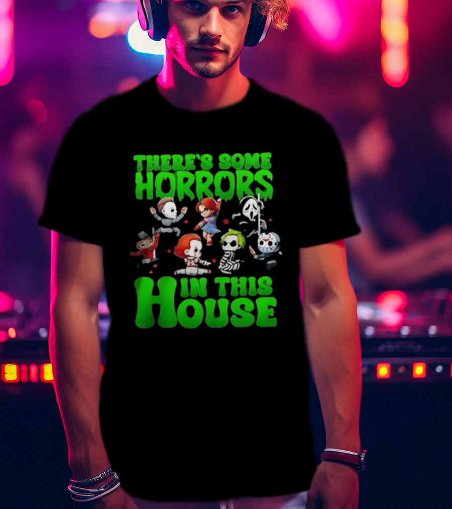 There's Some Horrors In This House Halloween Characters Dancing T-Shirt