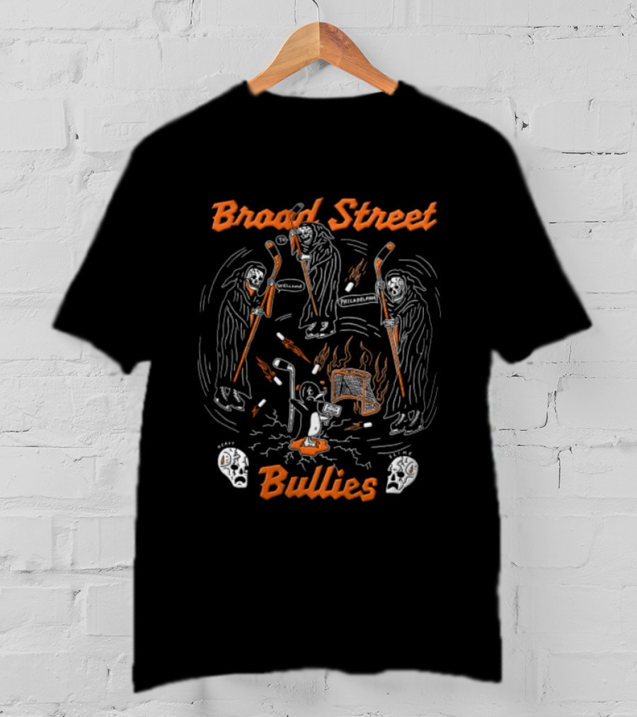 Broad Street Bullies Philadelphia Flyers Grim Reapers Hockey Sticks NHL Penguins T-Shirt