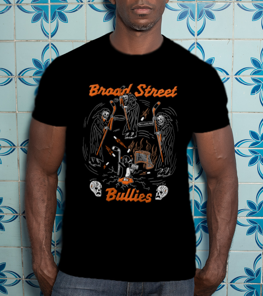 Broad Street Bullies Philadelphia Flyers Grim Reapers Hockey Sticks NHL Penguins T-Shirt
