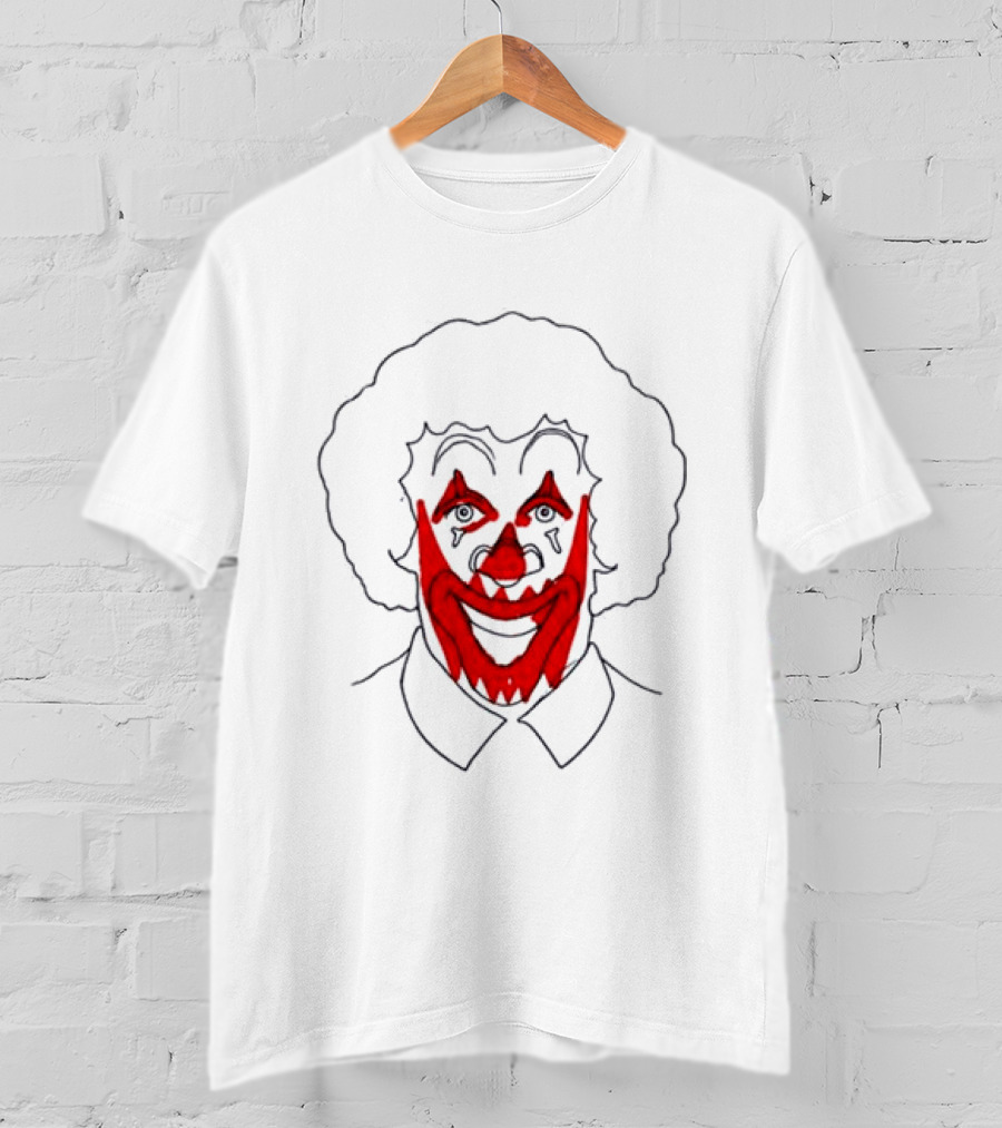 Asspizza Store Ronald Clown Face Drawing Red Lips White Collar T-Shirt