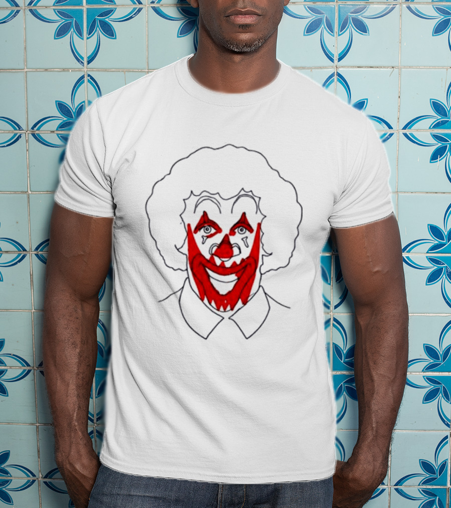 Asspizza Store Ronald Clown Face Drawing Red Lips White Collar T-Shirt