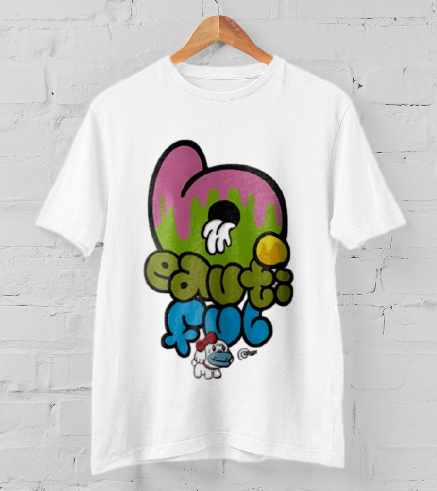 Beautiful Graffiti Lettering Dripping Paint Cartoon Dog With Spray Can T-Shirt