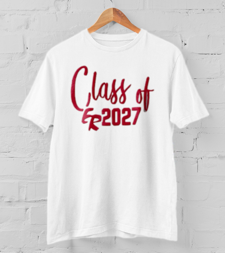 Class Of 2027 Red Script Numbers T-Shirt