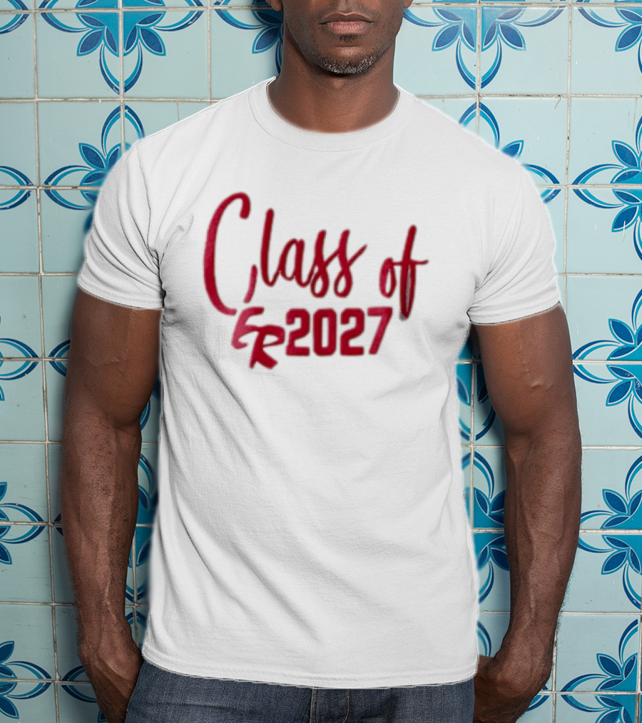 Class Of 2027 Red Script Numbers T-Shirt