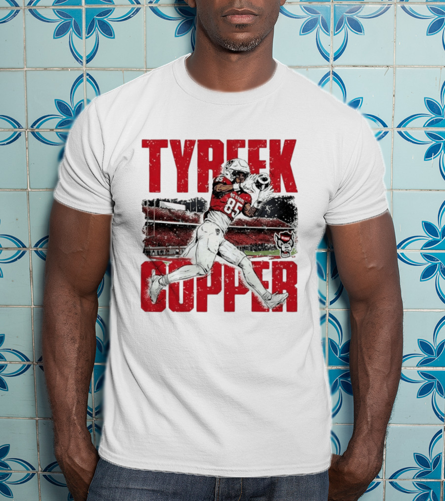 NCAA Football NC State Wolfpack Tyreek Copper Catching Highlight Caricature T-Shirt
