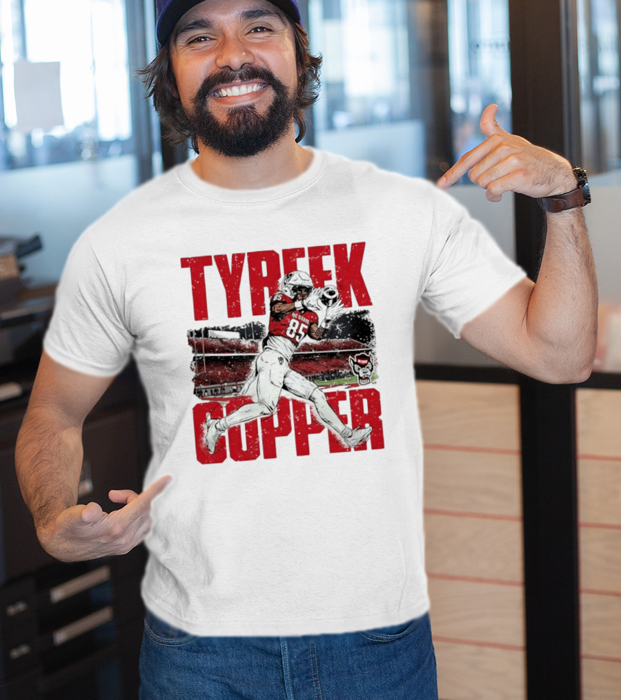 NCAA Football NC State Wolfpack Tyreek Copper Catching Highlight Caricature T-Shirt
