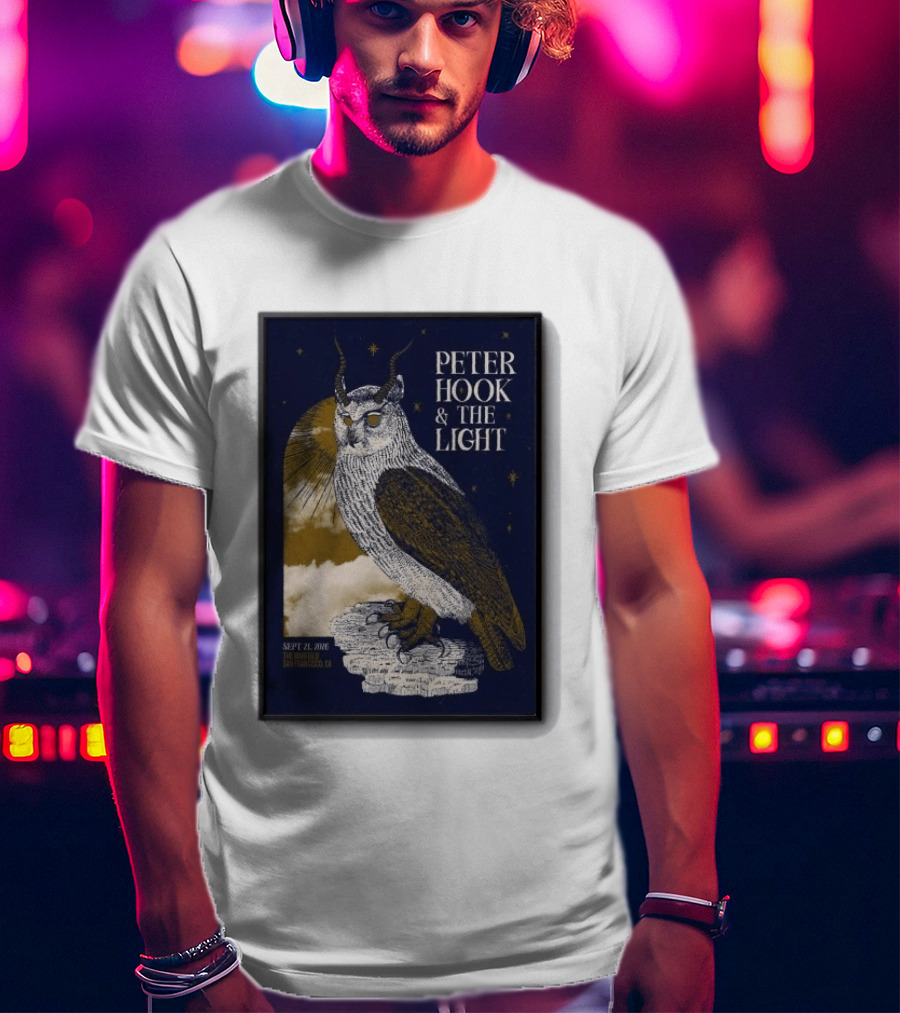 Peter Hook & The Light Sept 21 2026 San Francisco CA Owl T-Shirt