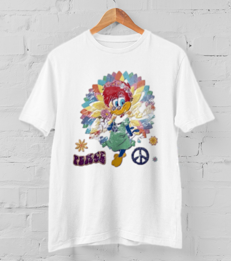 Peace Winnie Woodpecker Flower Crown Rainbow Sign T-Shirt