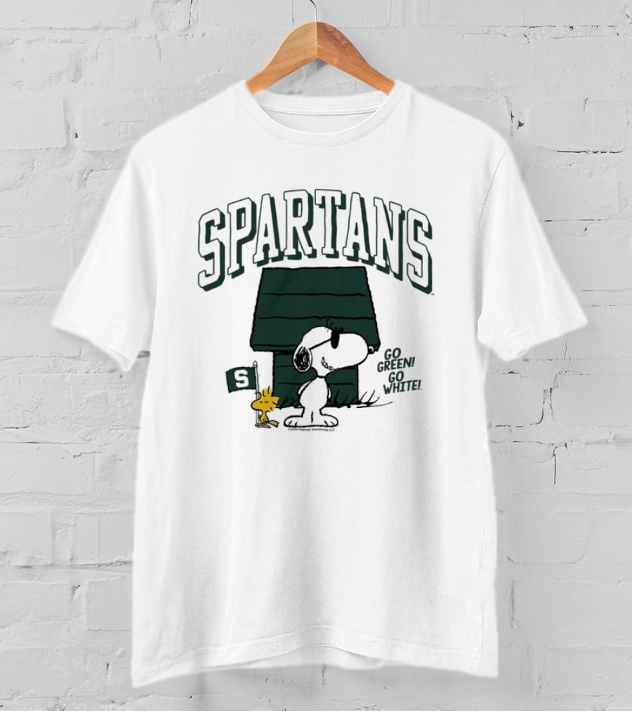 Spartans Snoopy Go Green Go White T-Shirt