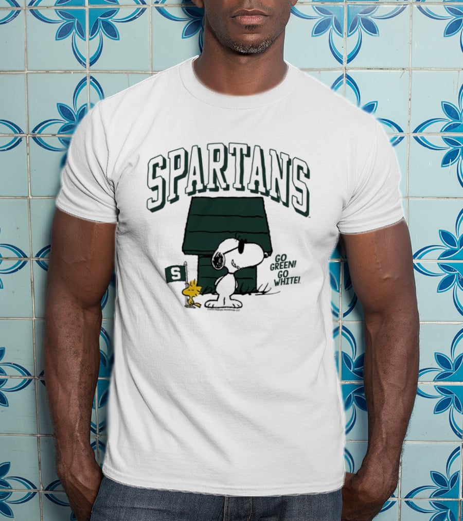 Spartans Snoopy Go Green Go White T-Shirt