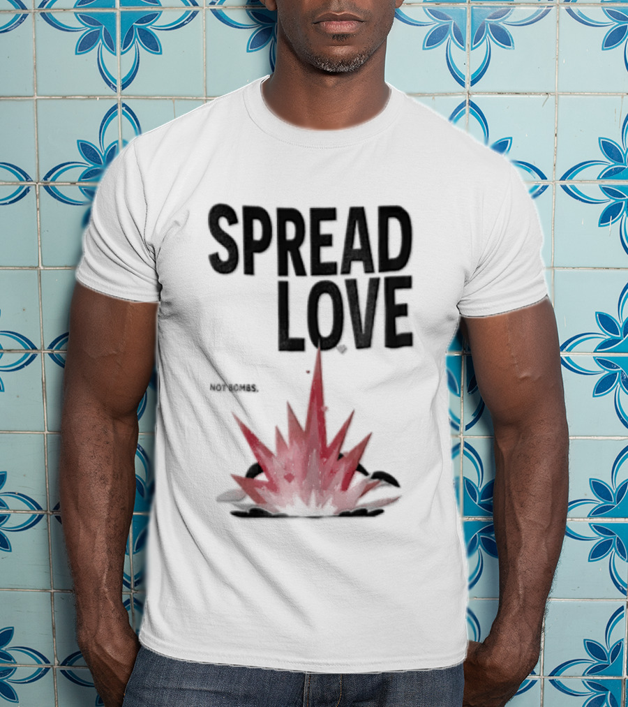 Spread Love NOT Bombs Pink Explosion Hearts T-Shirt