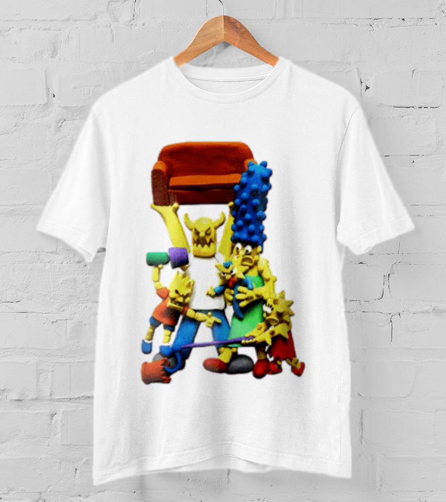 The Simpsons Claymation Family Couch Posing Scene T-Shirt