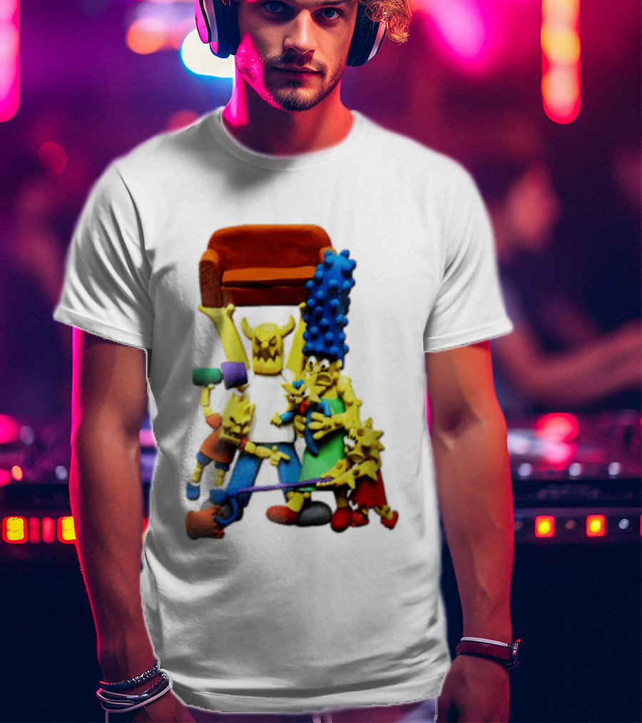 The Simpsons Claymation Family Couch Posing Scene T-Shirt