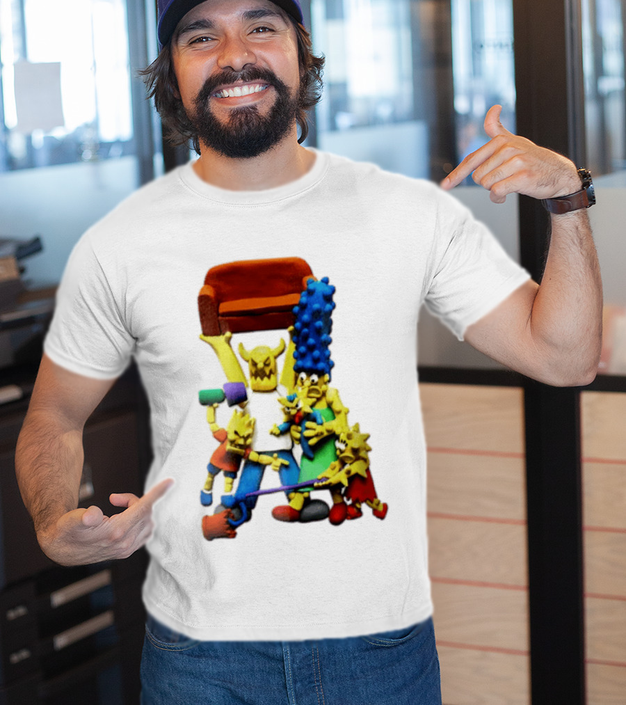 The Simpsons Claymation Family Couch Posing Scene T-Shirt
