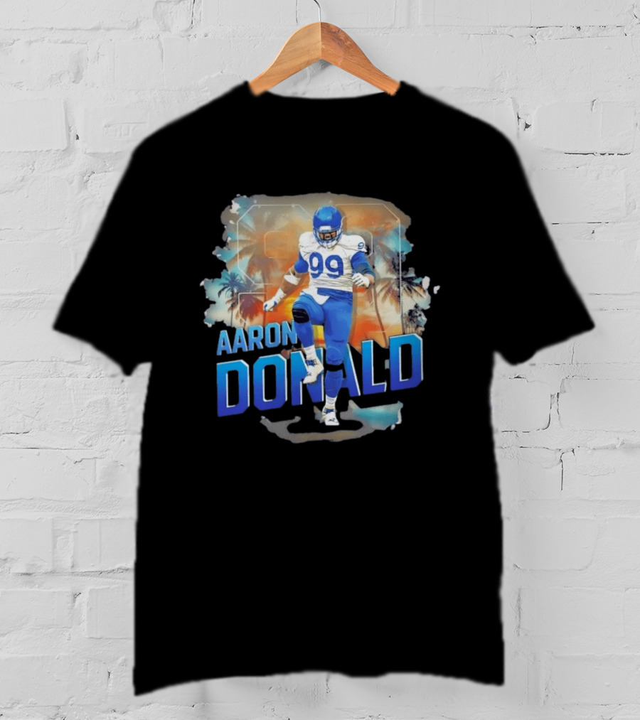 Aaron Donald 99 Los Angeles Rams Sunset Cityscape T-Shirt