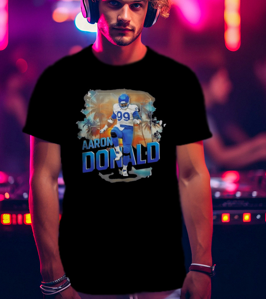 Aaron Donald 99 Los Angeles Rams Sunset Cityscape T-Shirt