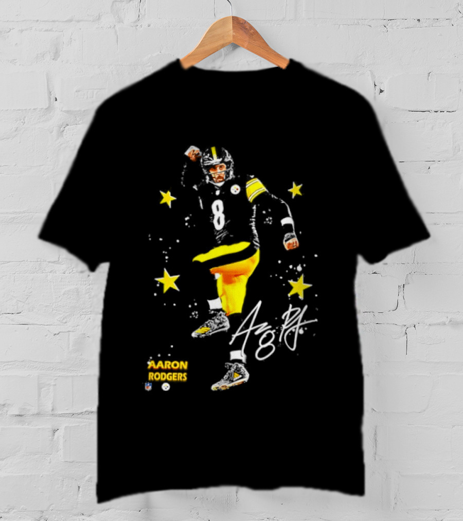 Aaron Rodgers Pittsburgh Steelers King Of The North Yellow Stars Signature T-Shirt