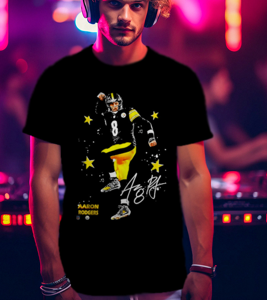 Aaron Rodgers Pittsburgh Steelers King Of The North Yellow Stars Signature T-Shirt